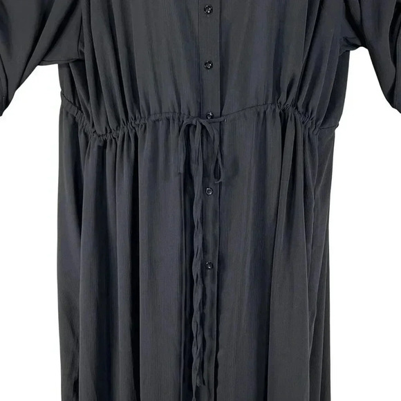 Torrid Womens 5X L Black Button-Up 3/4 Sleeve Maxi Dress Side Slits Whimsigoth - Picture 10 of 16